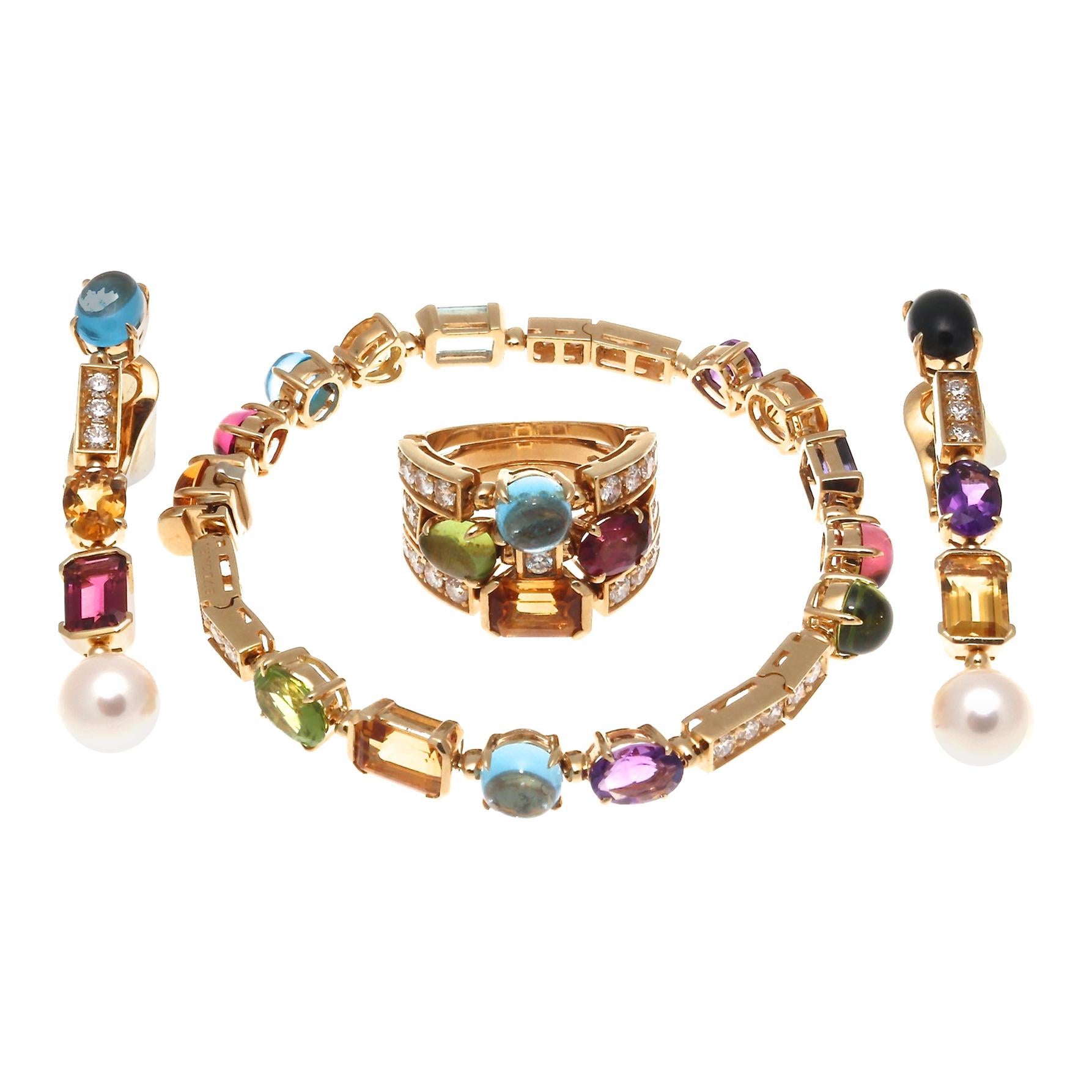 Bulgari Allegra Collection Ring Bracelet and Earrings at 1stDibs