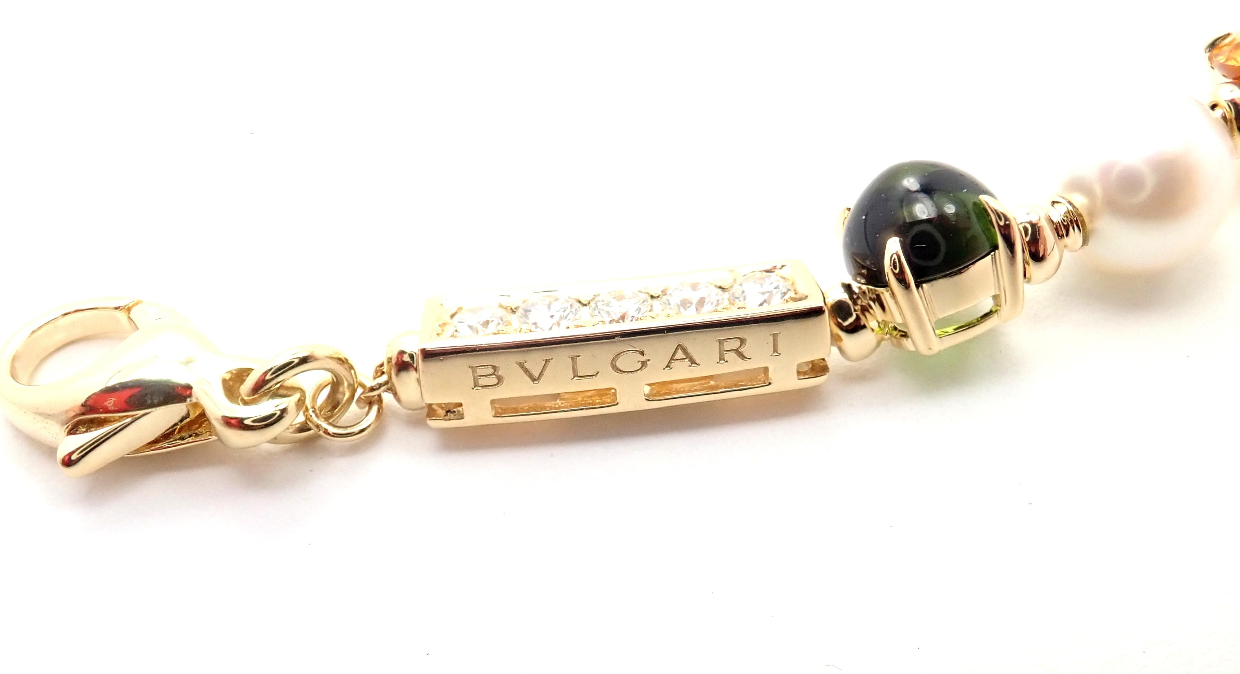 Bulgari Allegra Diamond Color Stones Pearl Yellow Gold Necklace In Excellent Condition In Holland, PA