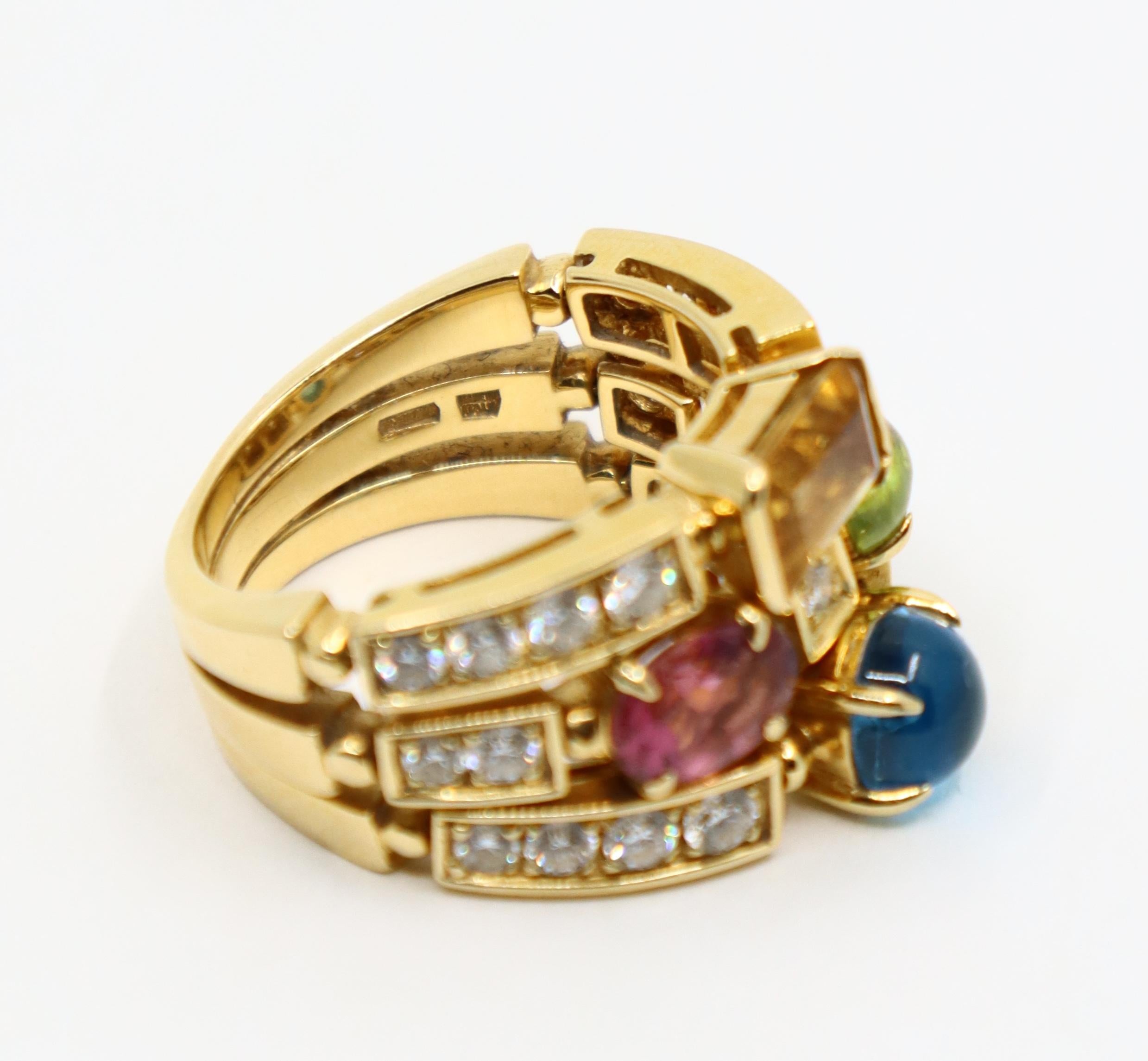 Bulgari Allegra Bague à diamants et pierres multiples en vente 5