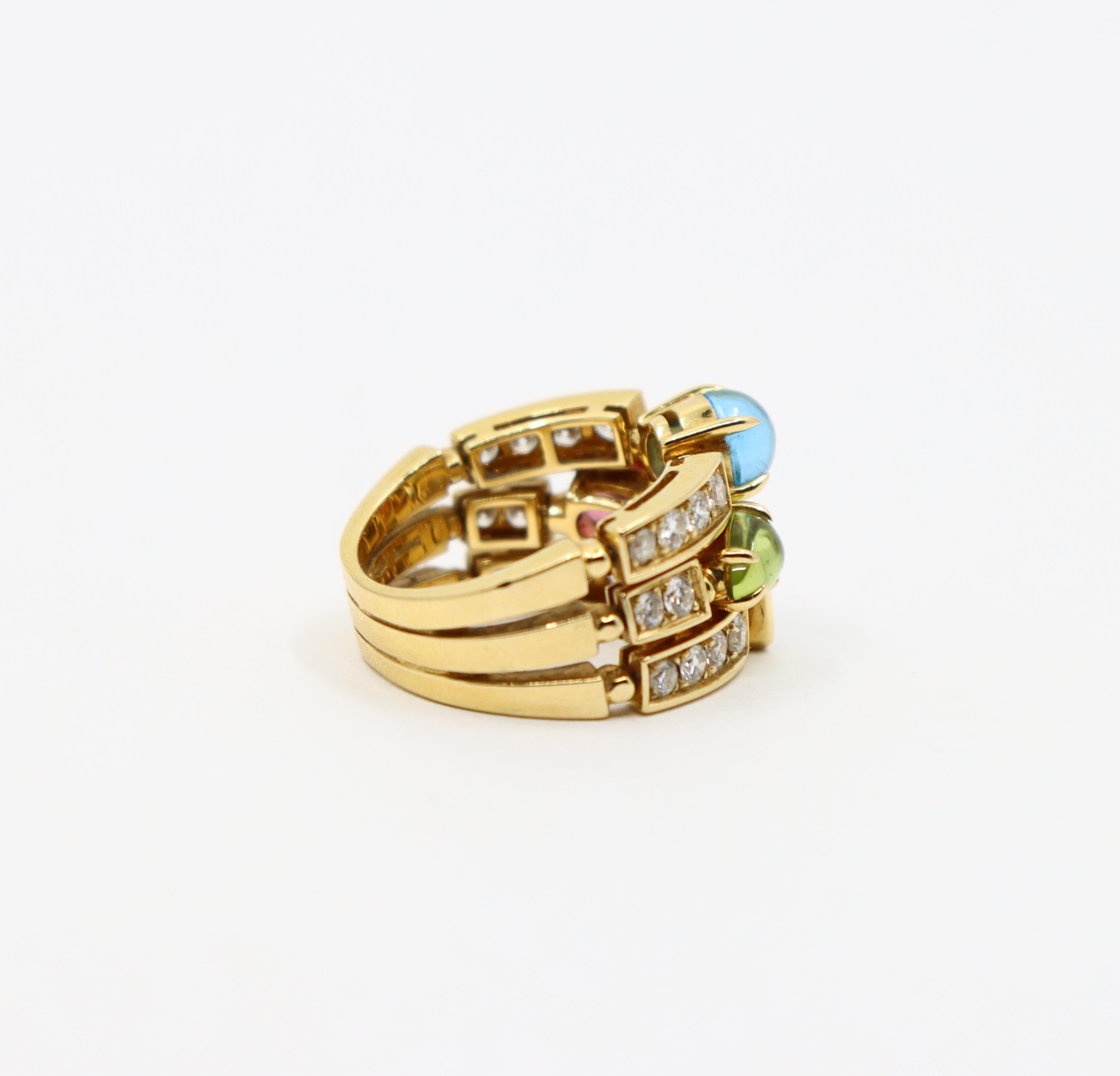 Bulgari Allegra Bague à diamants et pierres multiples Pour femmes en vente