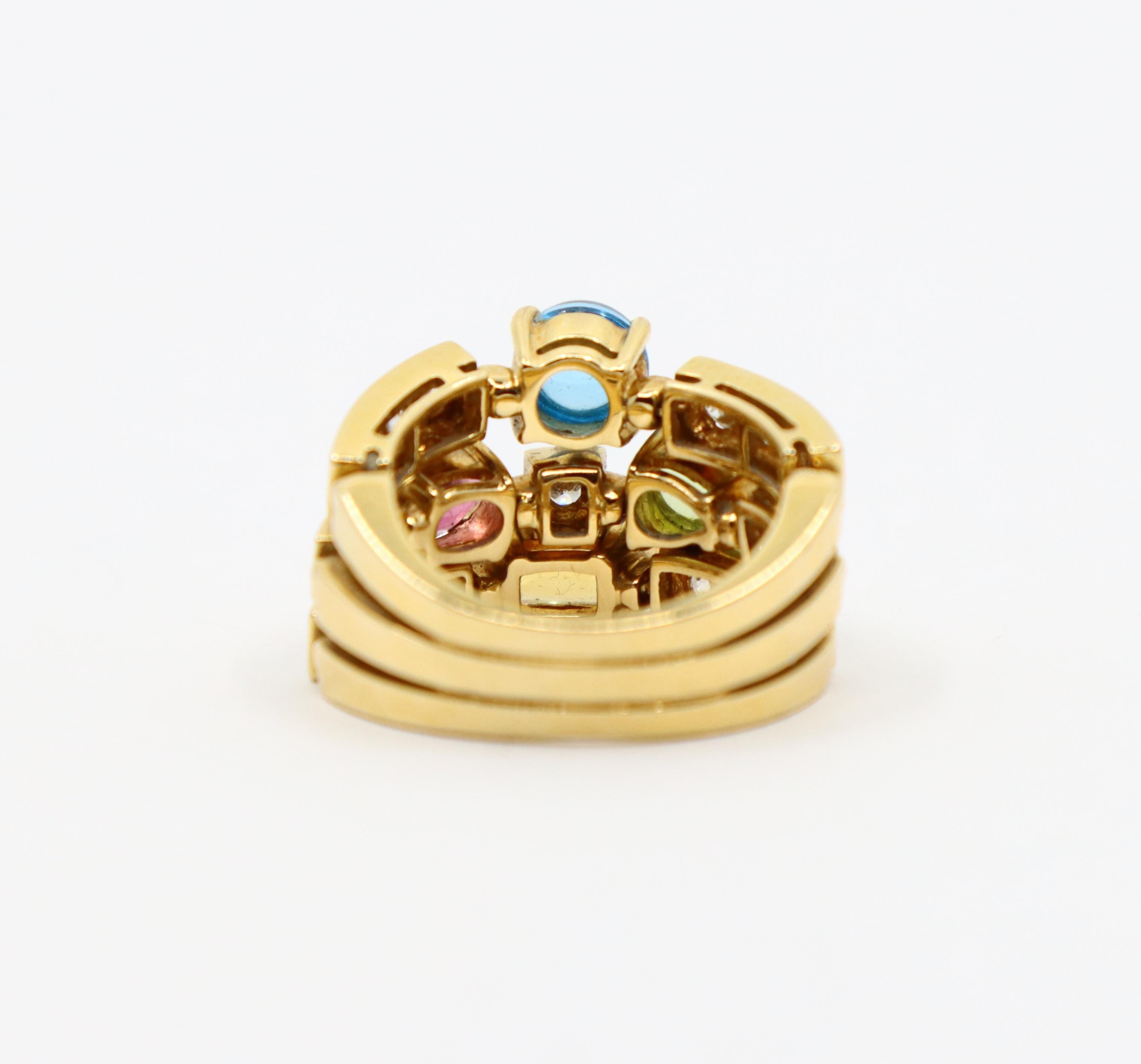 Bulgari Allegra Bague à diamants et pierres multiples en vente 1