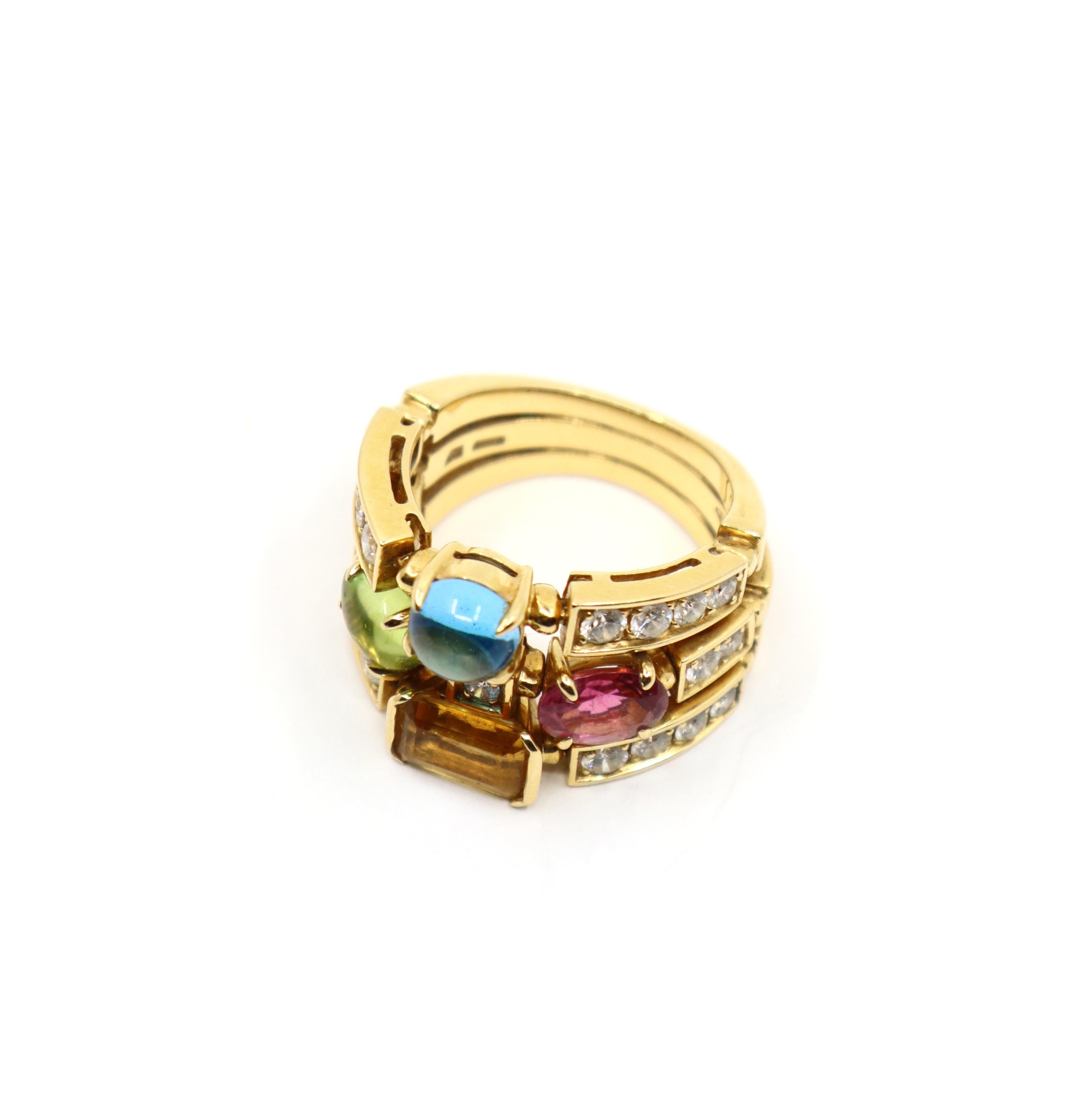 Bulgari Allegra Bague à diamants et pierres multiples en vente 2