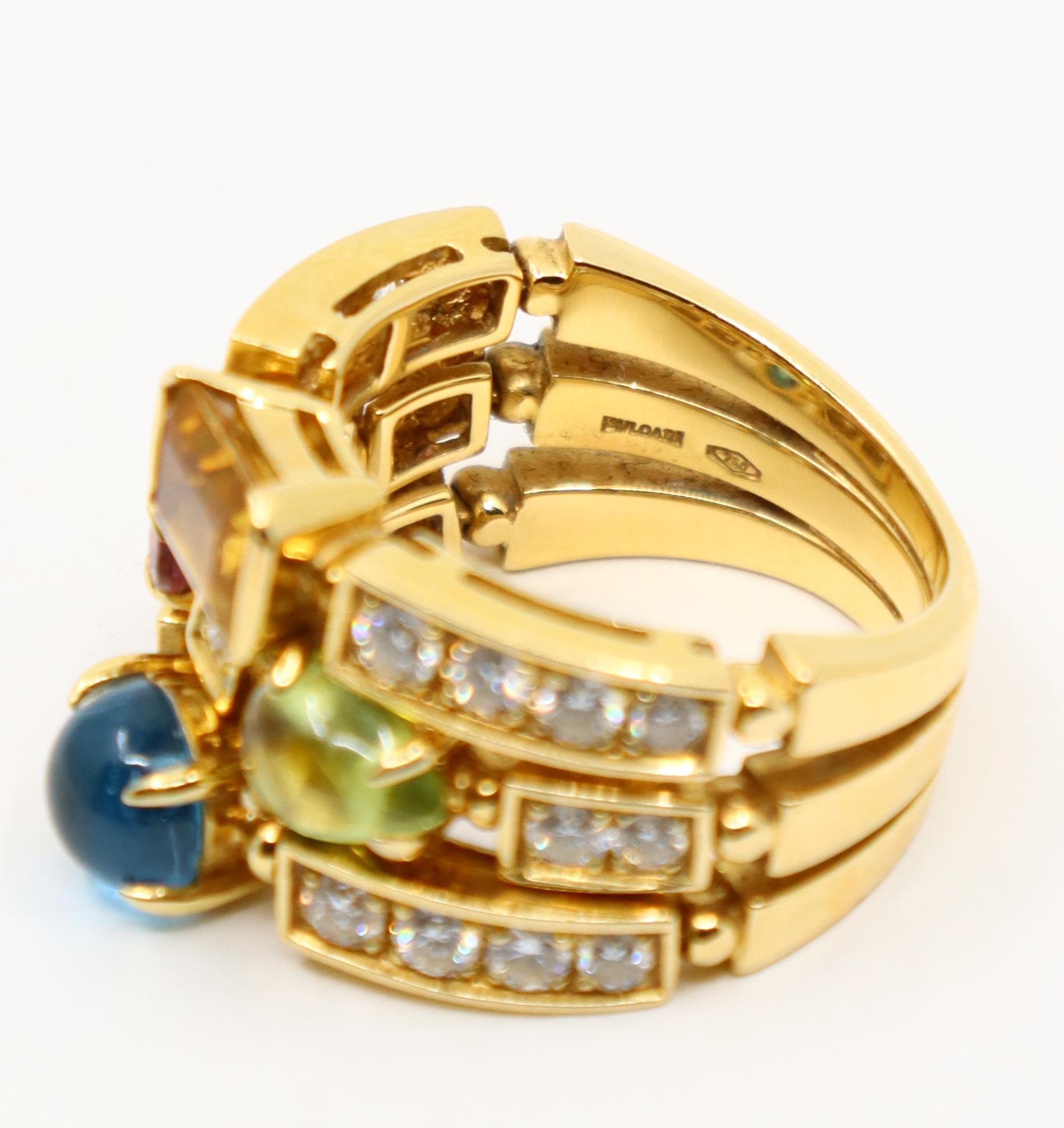 Bulgari Allegra Bague à diamants et pierres multiples en vente 4