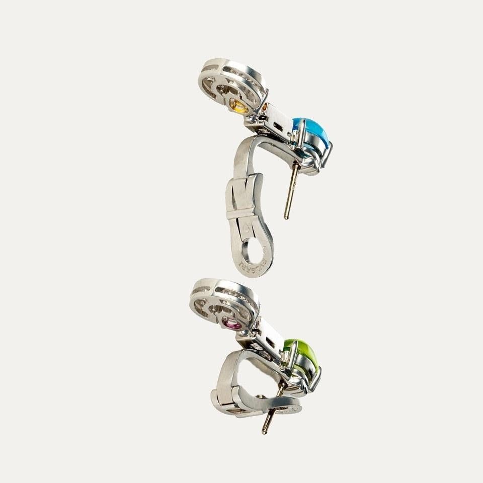Cabochon Bulgari Allegra Earrings with Citrine, Tourmaline, Topaz, Amethyst and Diamonds For Sale