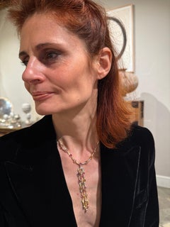 Bulgari Allegra Fancy Color Sapphires Diamond 18 Karat Yellow Gold Necklace