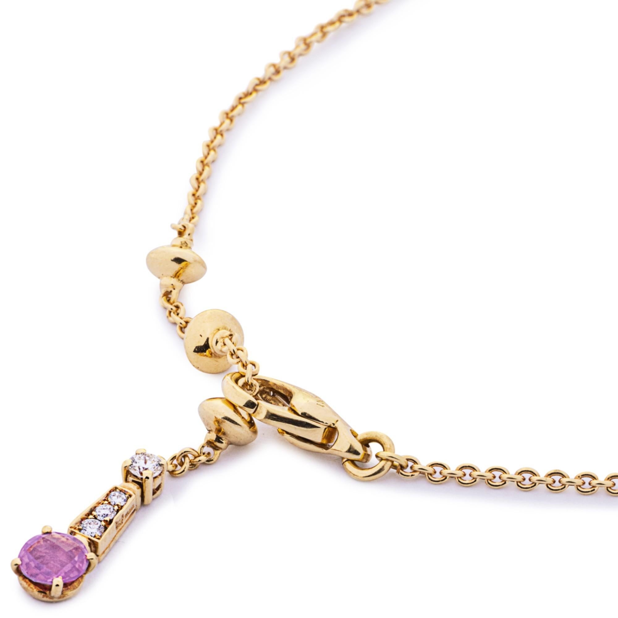 Bulgari Allegra Fancy Color Sapphires Diamond 18 Karat Yellow Gold Necklace in vendita 2