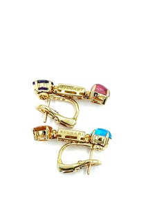 Bulgari "Allegra" Gem-Set Drop Earrings in 18K Yellow Gold