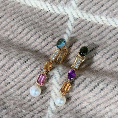 Bulgari Allegra High Jewelry Collection Multi-Gemstone Pearl Earrings