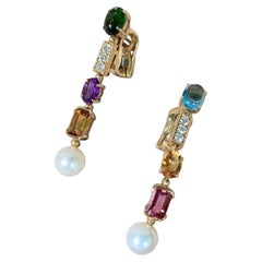 Bulgari Allegra High Jewelry Collection Multi-Gemstone Pearl Earrings