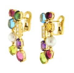 Bulgari Allegra Multi-color Gemstone Double Row Drop Earrings