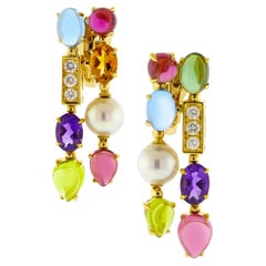 Bulgari Allegra Multi-color Gemstone Double Row Drop Earrings