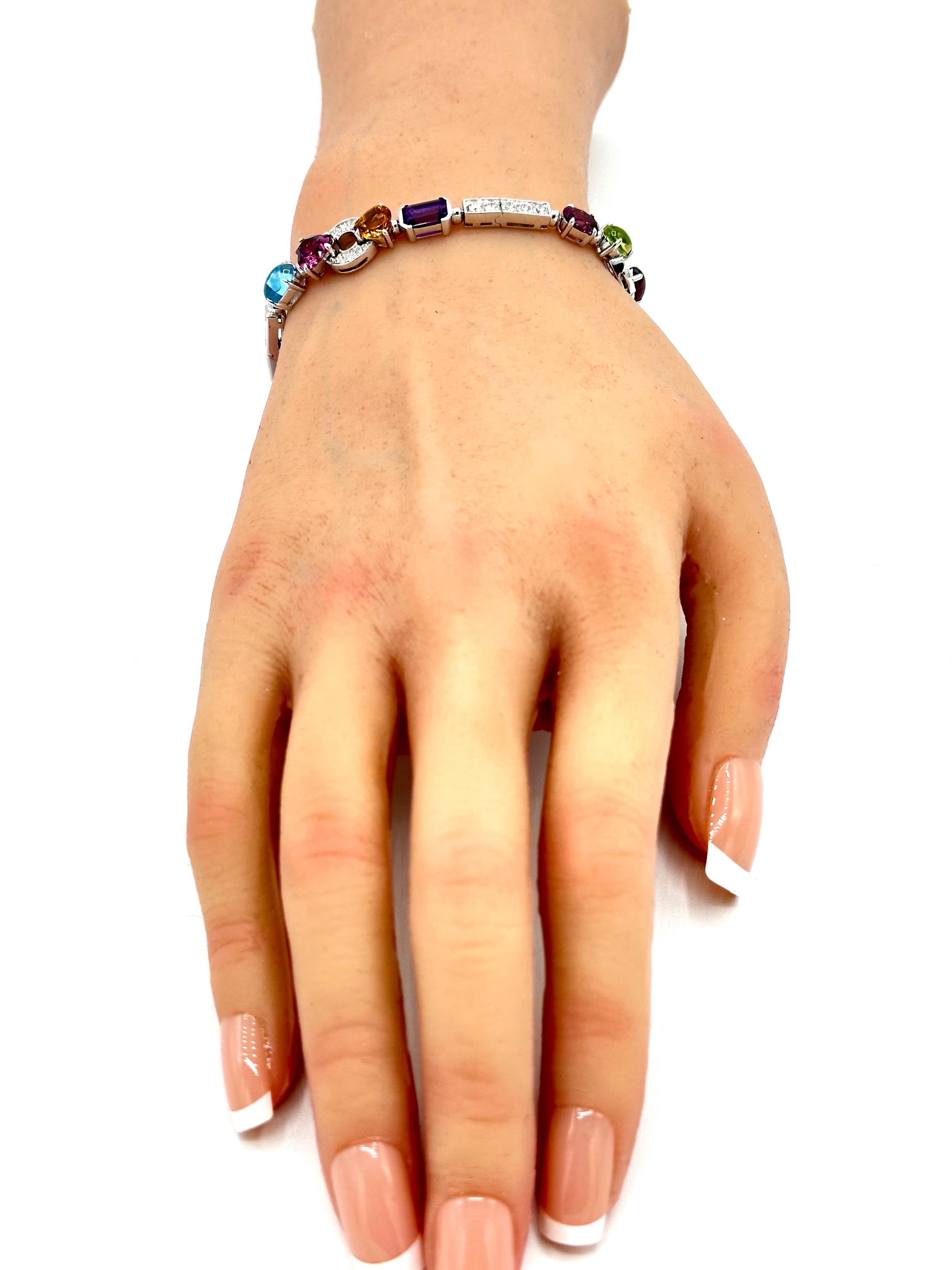 Bulgari Allegra Multi Gemstone & Diamond 18K White Gold Bracelet 1