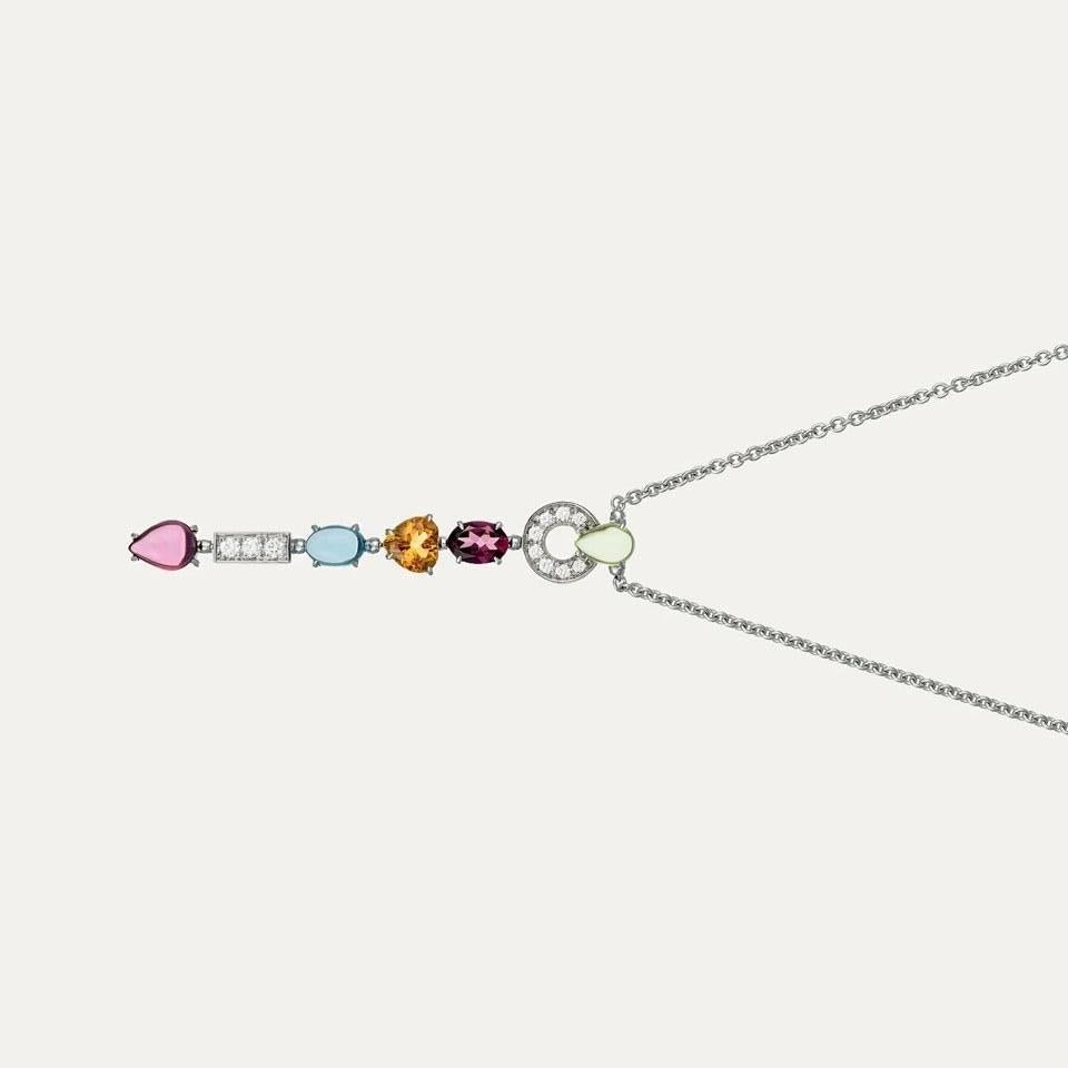 Contemporary Bulgari Allegra Necklace with Citrine, Peridot, Topaz, Amethyst and Diamonds For Sale