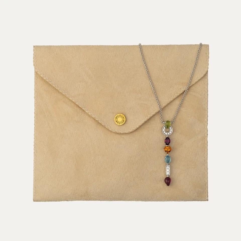 Brilliant Cut Bulgari Allegra Necklace with Citrine, Peridot, Topaz, Amethyst and Diamonds For Sale