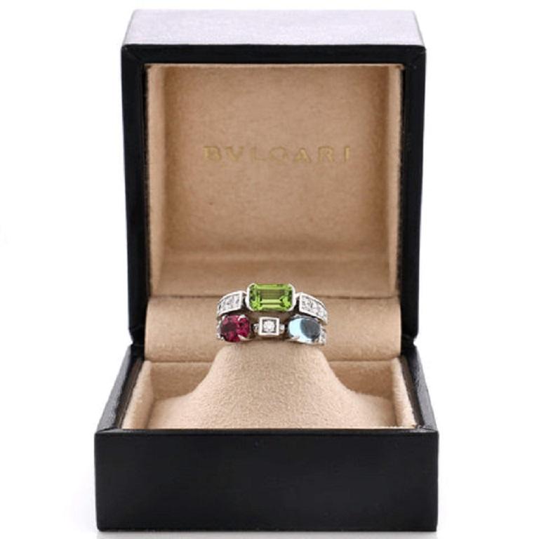 BULGARI - Allegra ring in white gold diamonds and colored gemstones For Sale 3