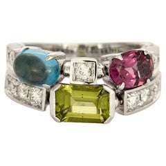 BULGARI - Allegra ring in white gold diamonds and colored gemstones