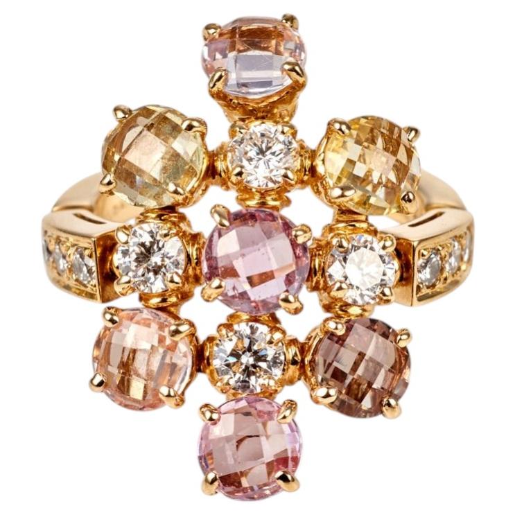 Anello BULGARI Vintage Allegra, oro 18 carati, diamanti 0,60 ct, zaffiri 2,8 ct