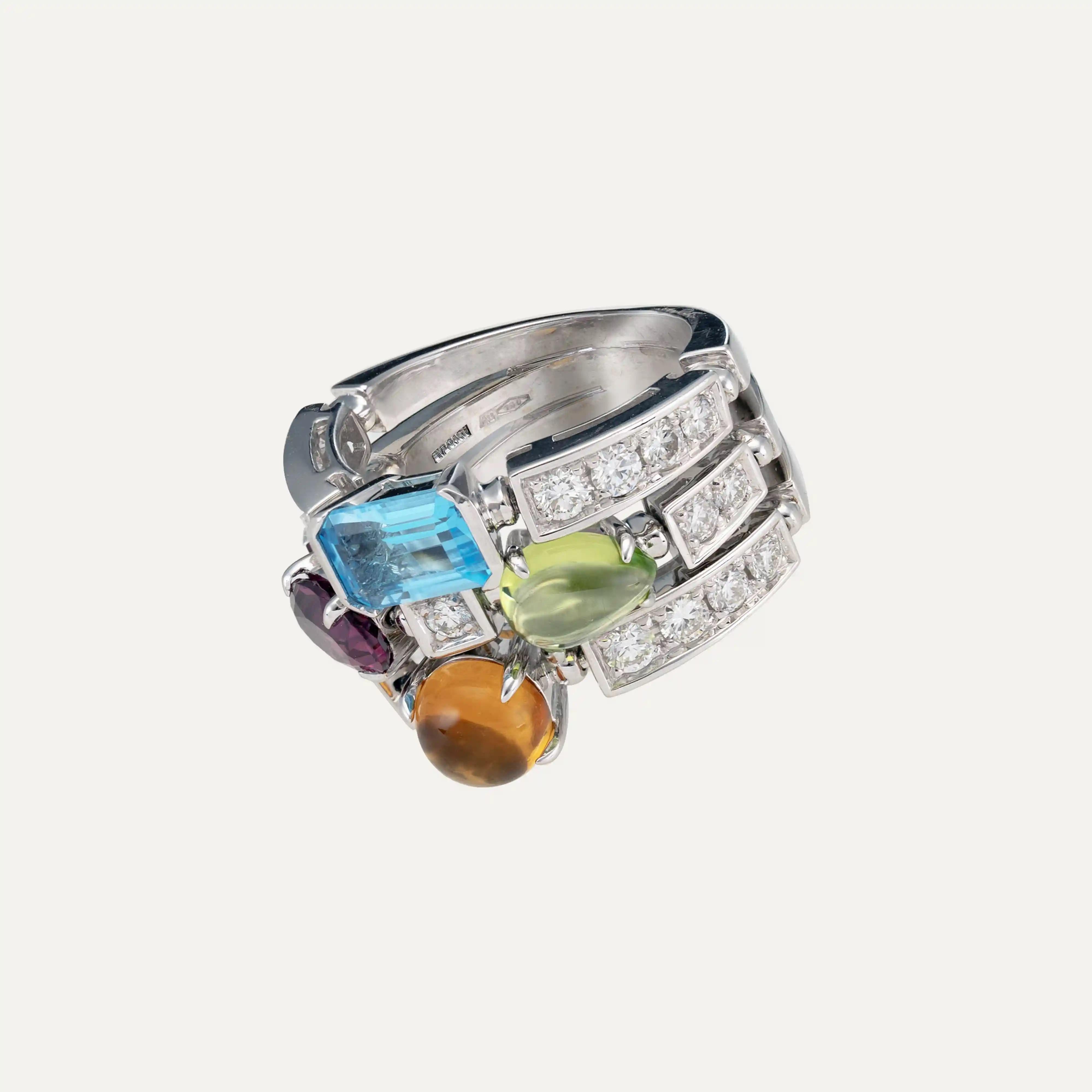 Anillo Bulgari Allegra con Citrino, Turmalina, Topacio, Amatista y Diamantes Cabujón en venta