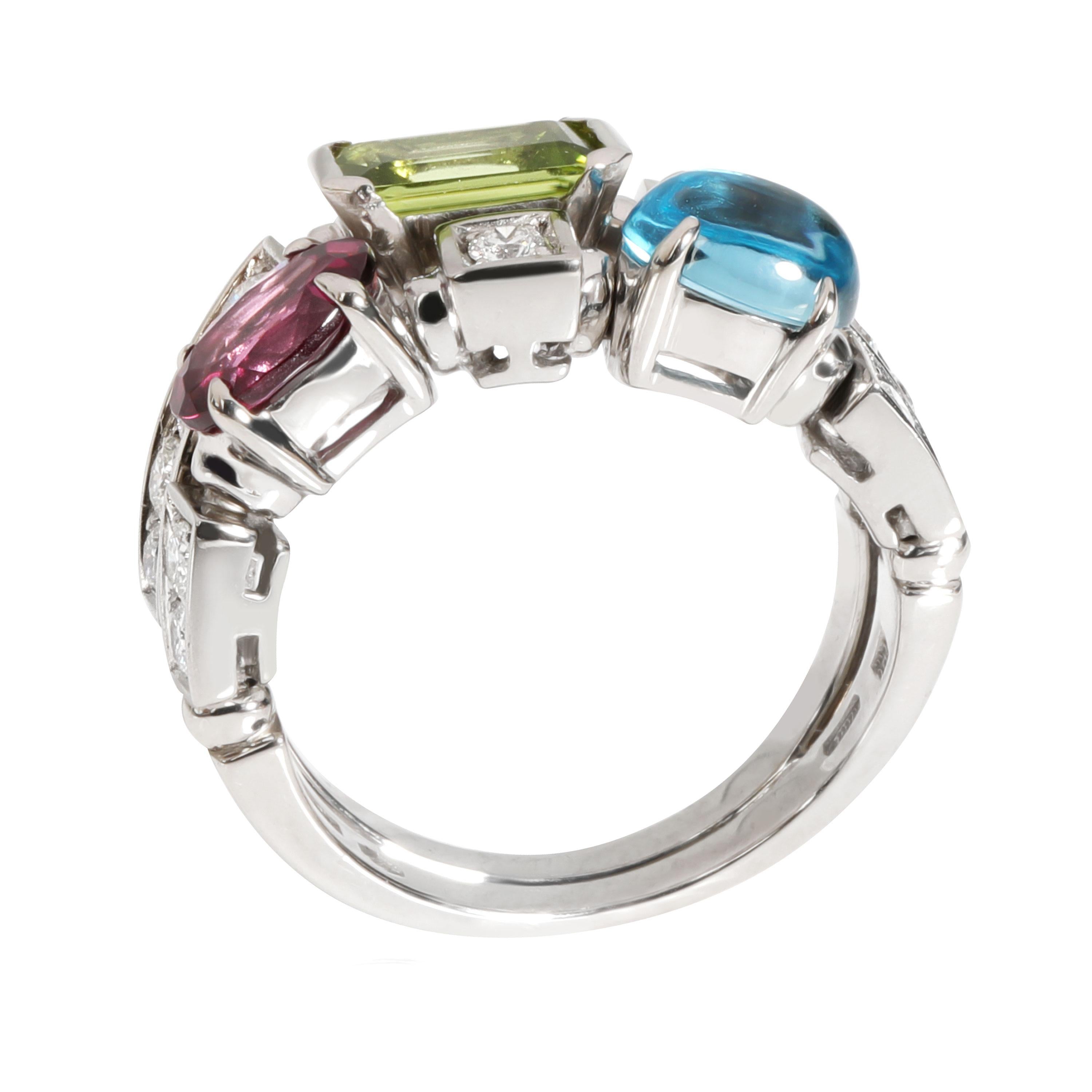 Bulgari Allegra Two Band Diamond Fashion Ring in 18K White Gold 0.6 CTW In Excellent Condition In New York, NY