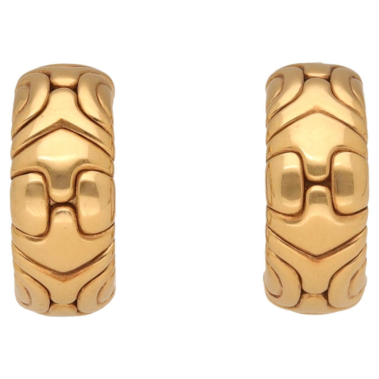 Bulgari Beehive 18 kt. Yellow Gold Hoop Earrings For Sale