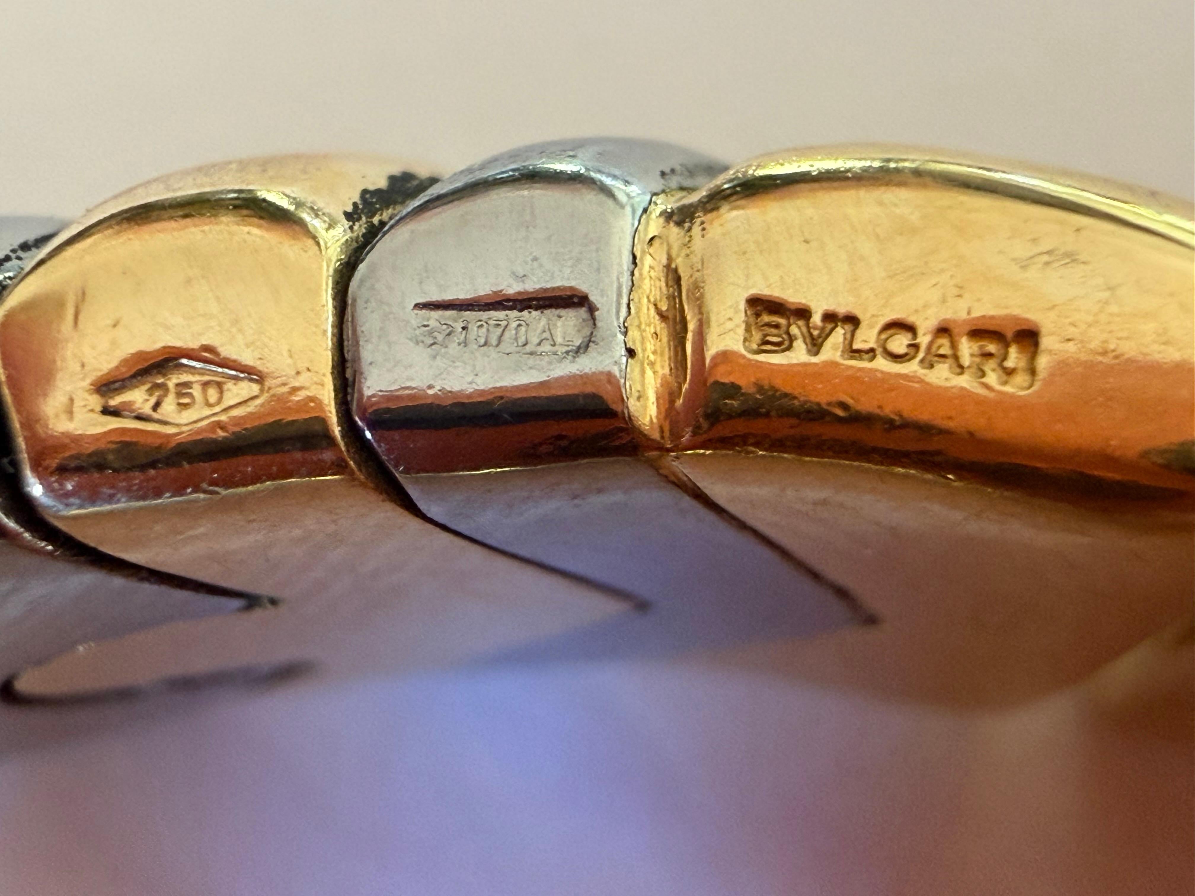 Bracelet manchette Bulgari Alveare en or jaune 18K et acier inoxydable en vente 2