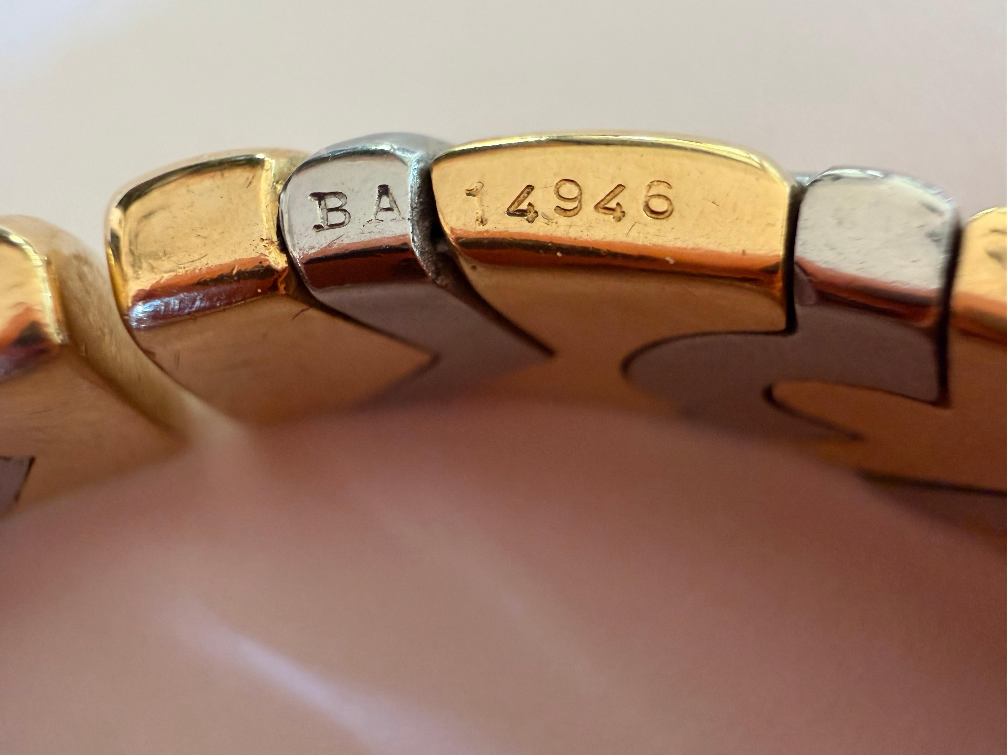 Bracelet manchette Bulgari Alveare en or jaune 18K et acier inoxydable en vente 3