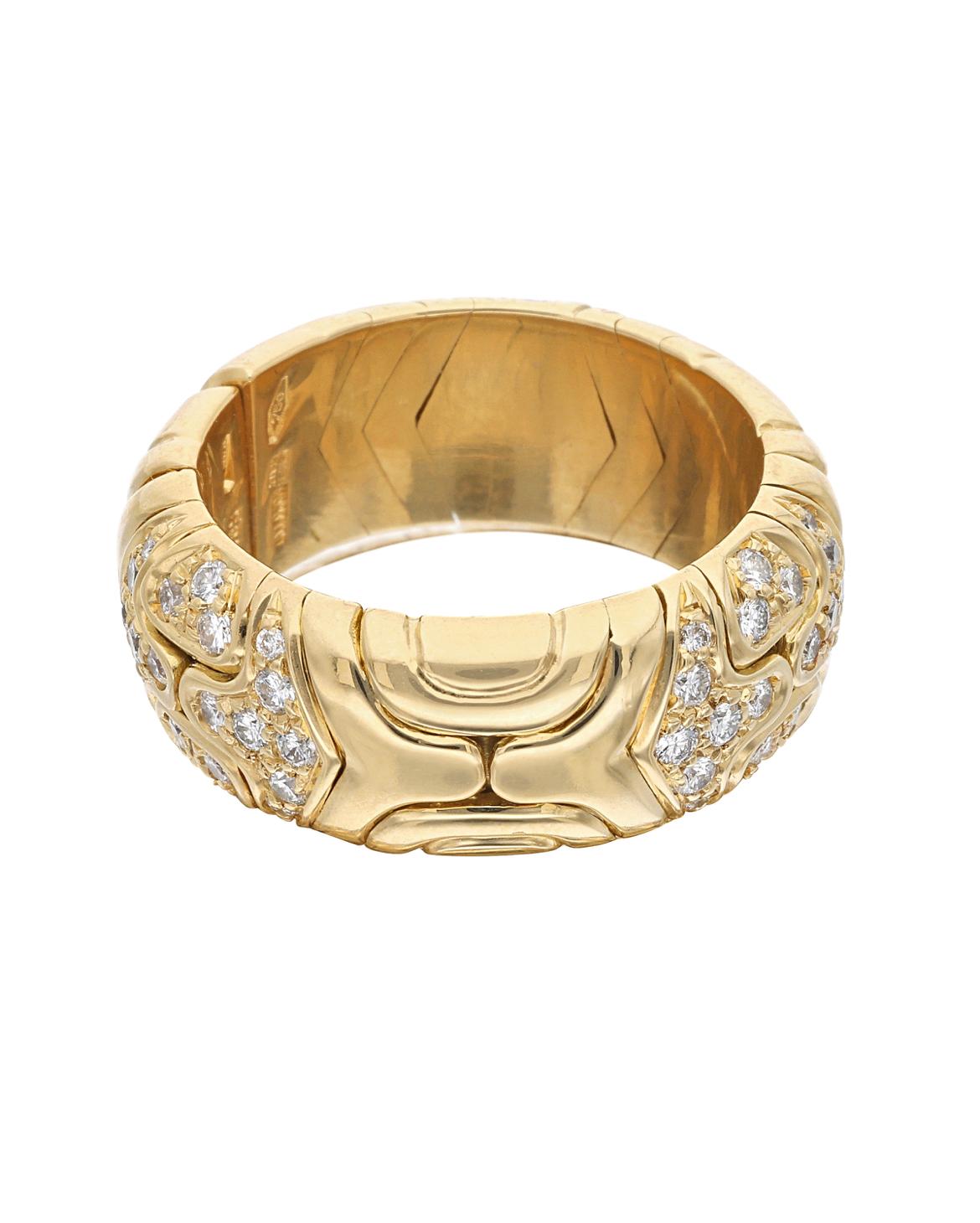 Round Cut Bulgari Alveare Diamond Gold Band Ring