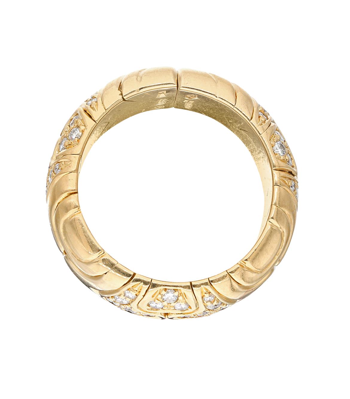 Women's or Men's Bulgari Alveare Diamond Gold Band Ring