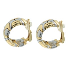 Bulgari Alveare Earrings 18k Gold and Stainless Steel Ear Clip Hoops Parentesi
