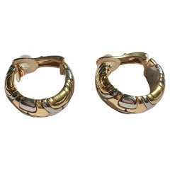 Bulgari Alveare Gold and Steel Hoop Earrings