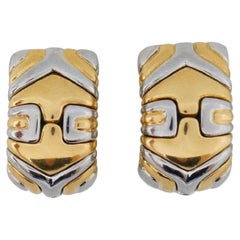 Bulgari Alveare Gold Stainless Steel Huggie Earrings