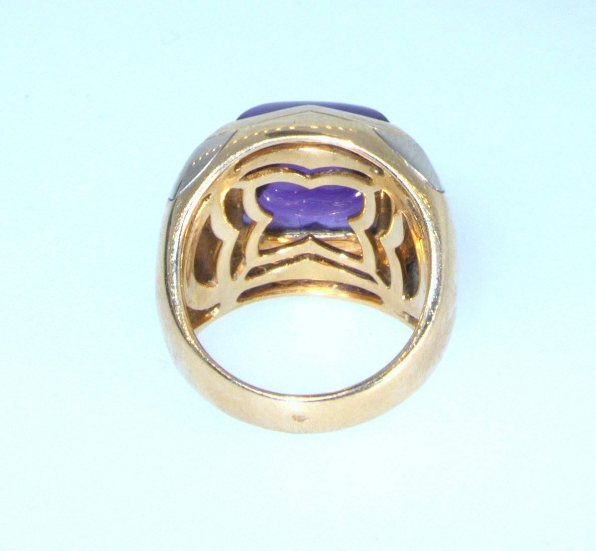 Bulgari Amethyst and Bi-Color Gold Ring In Excellent Condition In Aspen, CO