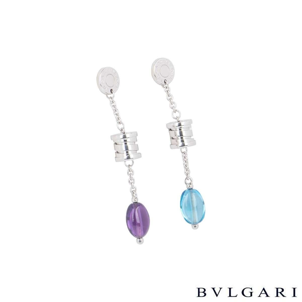 Antique Cushion Cut Bulgari Amethyst and Topaz B.Zero1 Earrings and Necklace Jewellery Suite