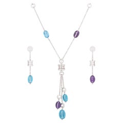 Bulgari Amethyst and Topaz B.Zero1 Earrings and Necklace Jewellery Suite