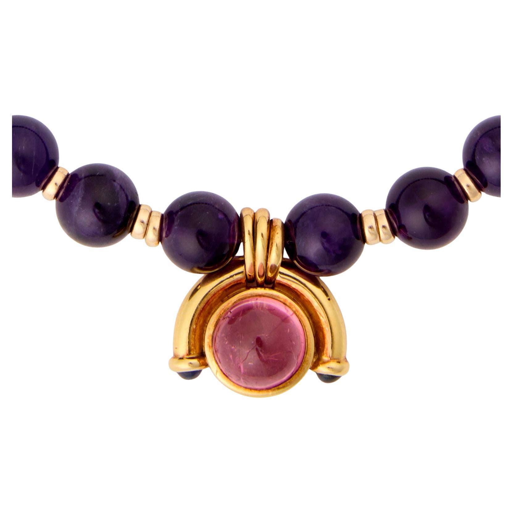 Bulgari Amethyst Bead with Pink Tourmaline Pendant