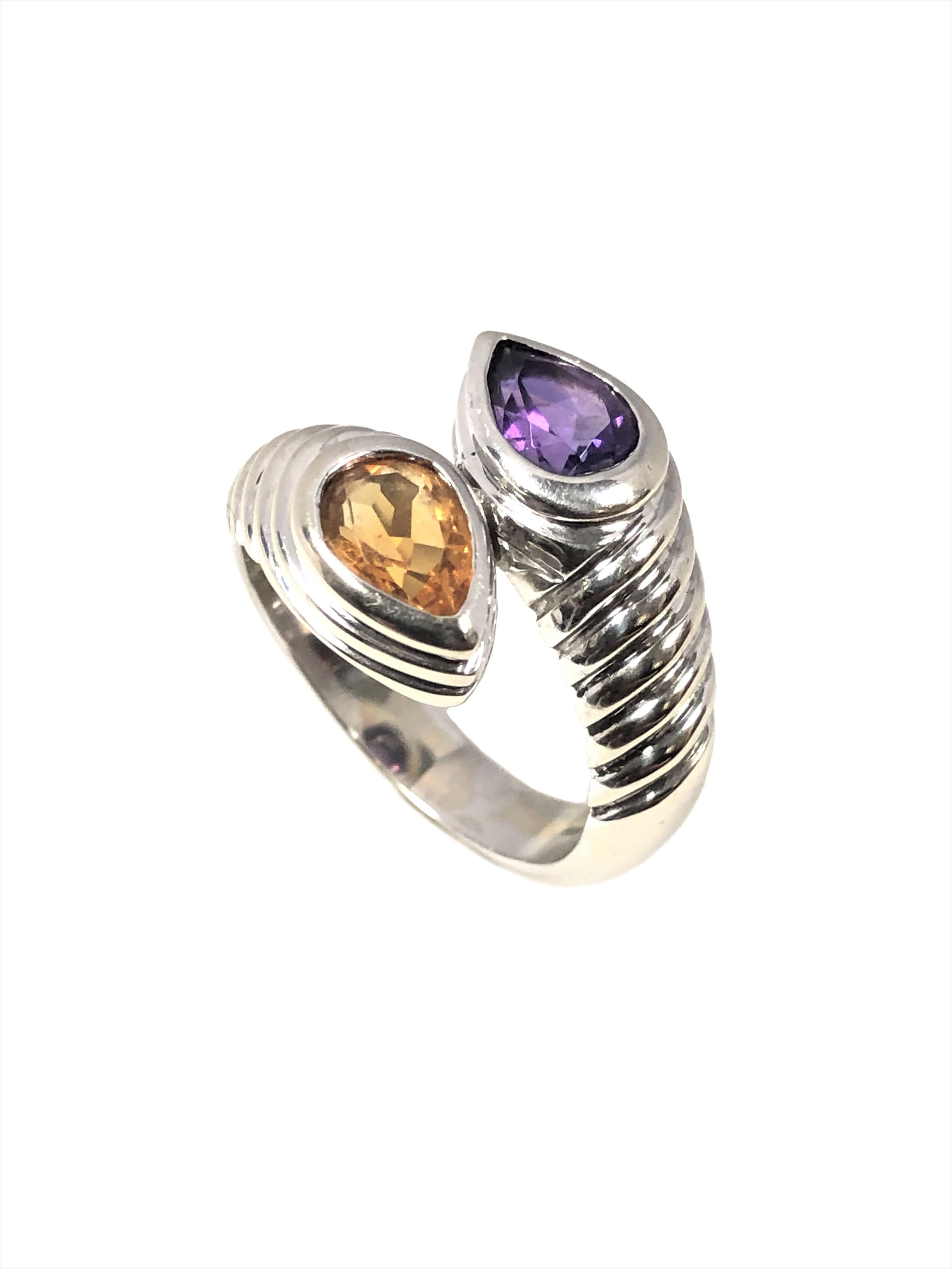 citrine and amethyst ring