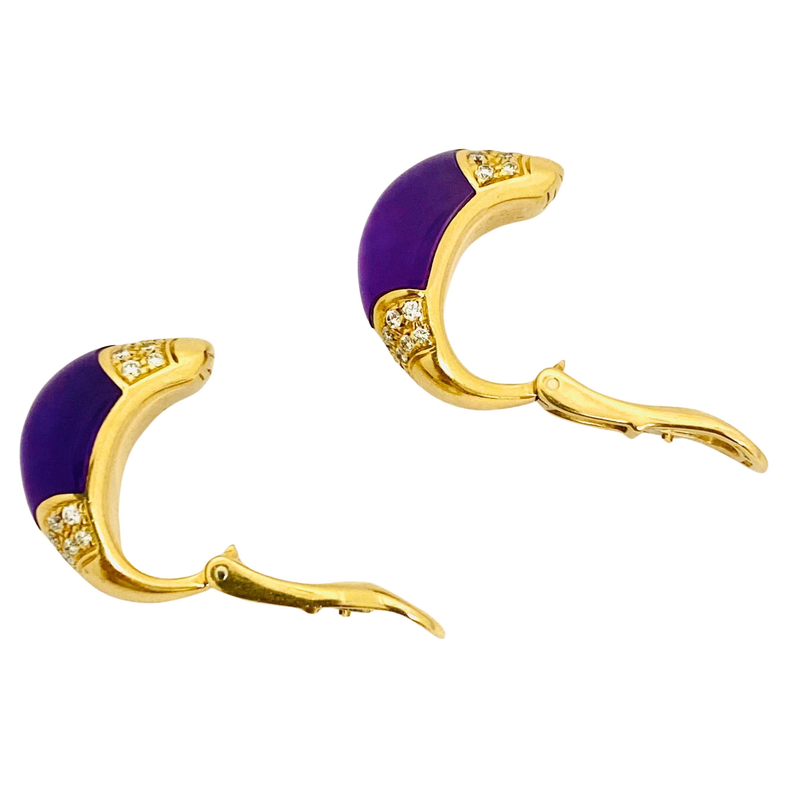 Women's Bulgari Tronchetto Earrings Amethyst Diamond Gold