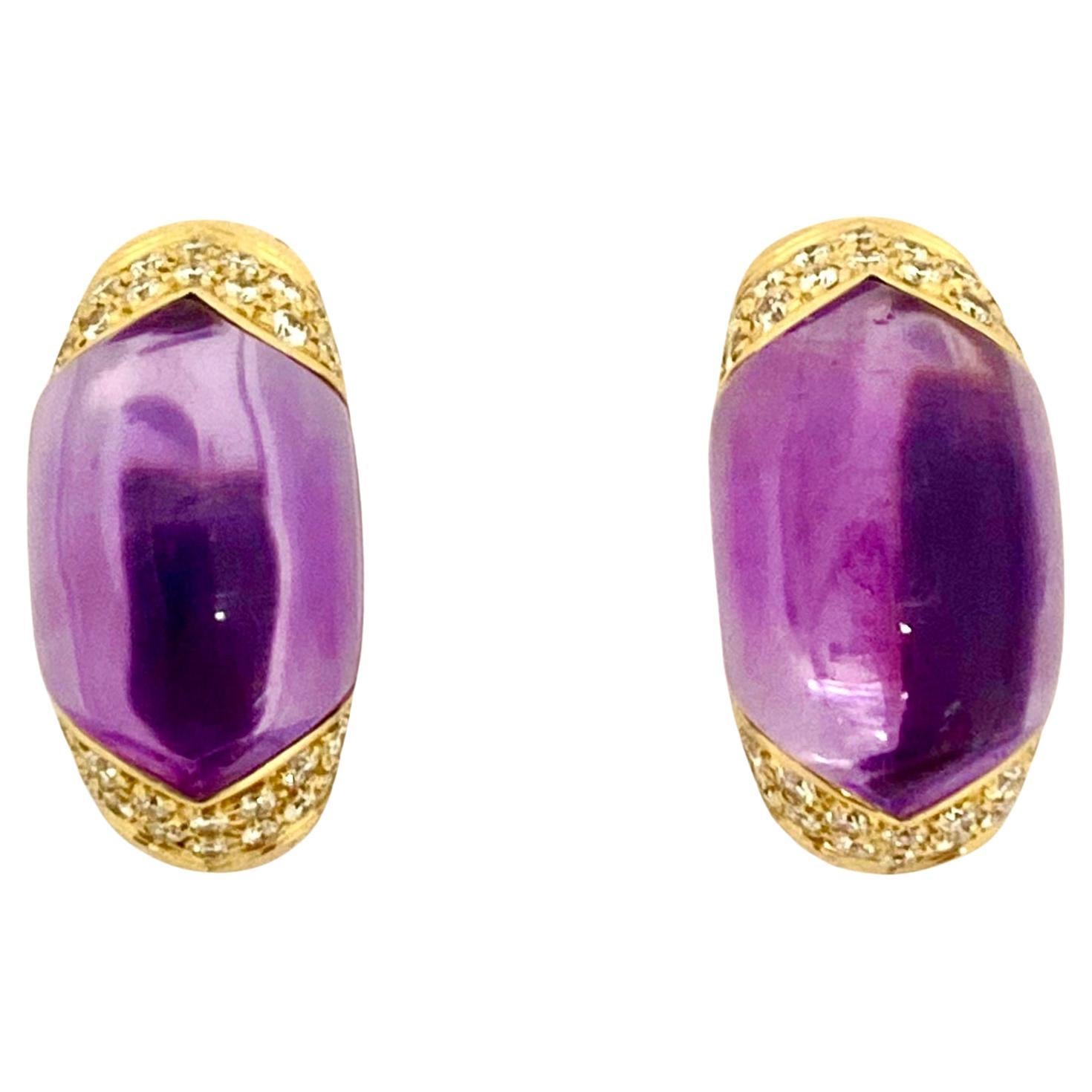 Bulgari Tronchetto-Ohrringe aus Gold mit Amethyst und Diamant