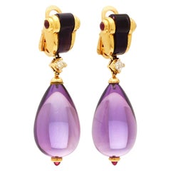 Bulgari Amethyst Ruby Rare Ear-Pendants