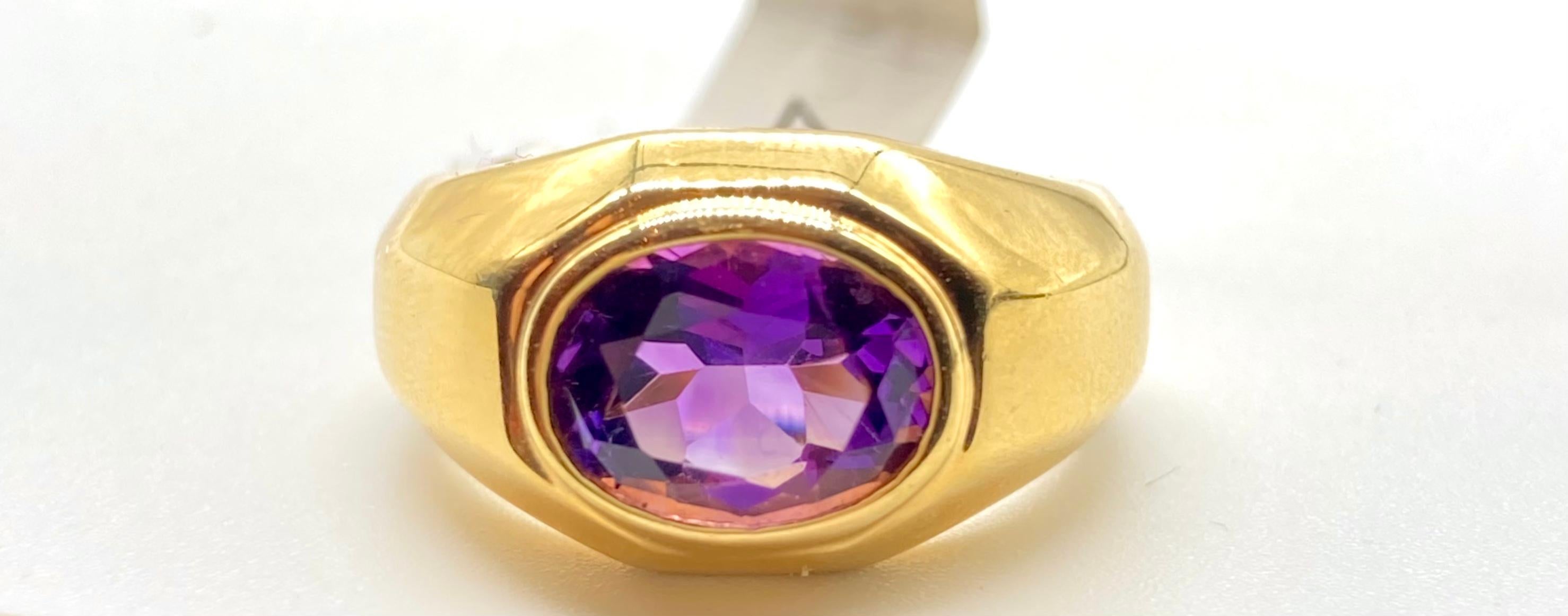 Bulgari Amethyst Yellow Gold Ring In Good Condition In New York, NY