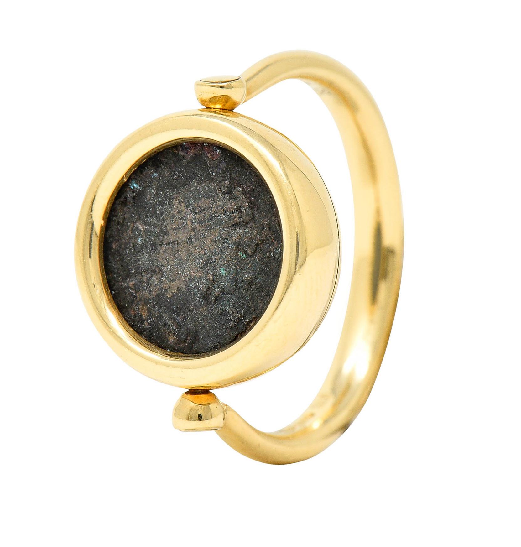 Bulgari Antike Münze 18 Karat Gold Monete Arcadius Flip Ring 9