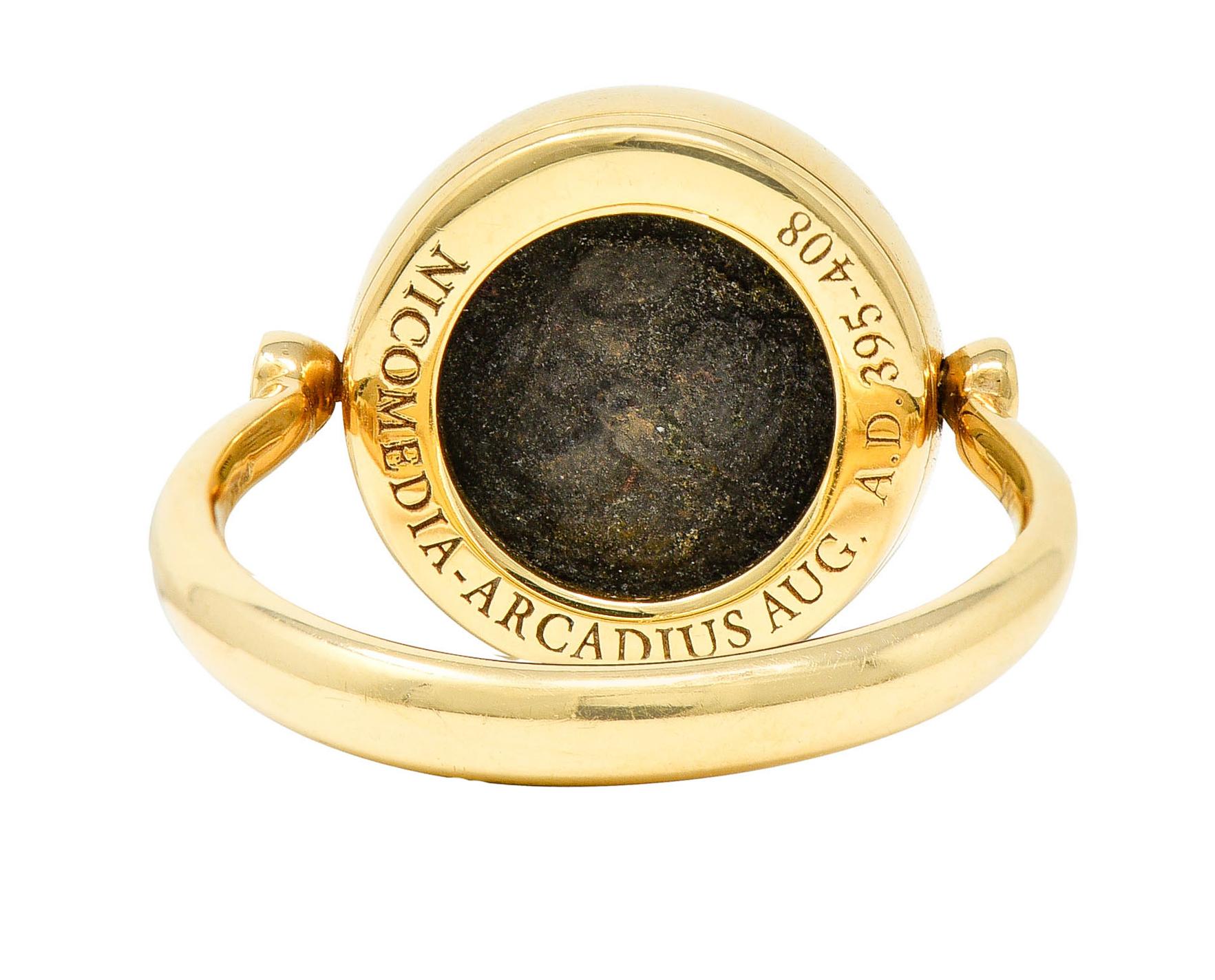 Bulgari Antike Münze 18 Karat Gold Monete Arcadius Flip Ring für Damen oder Herren