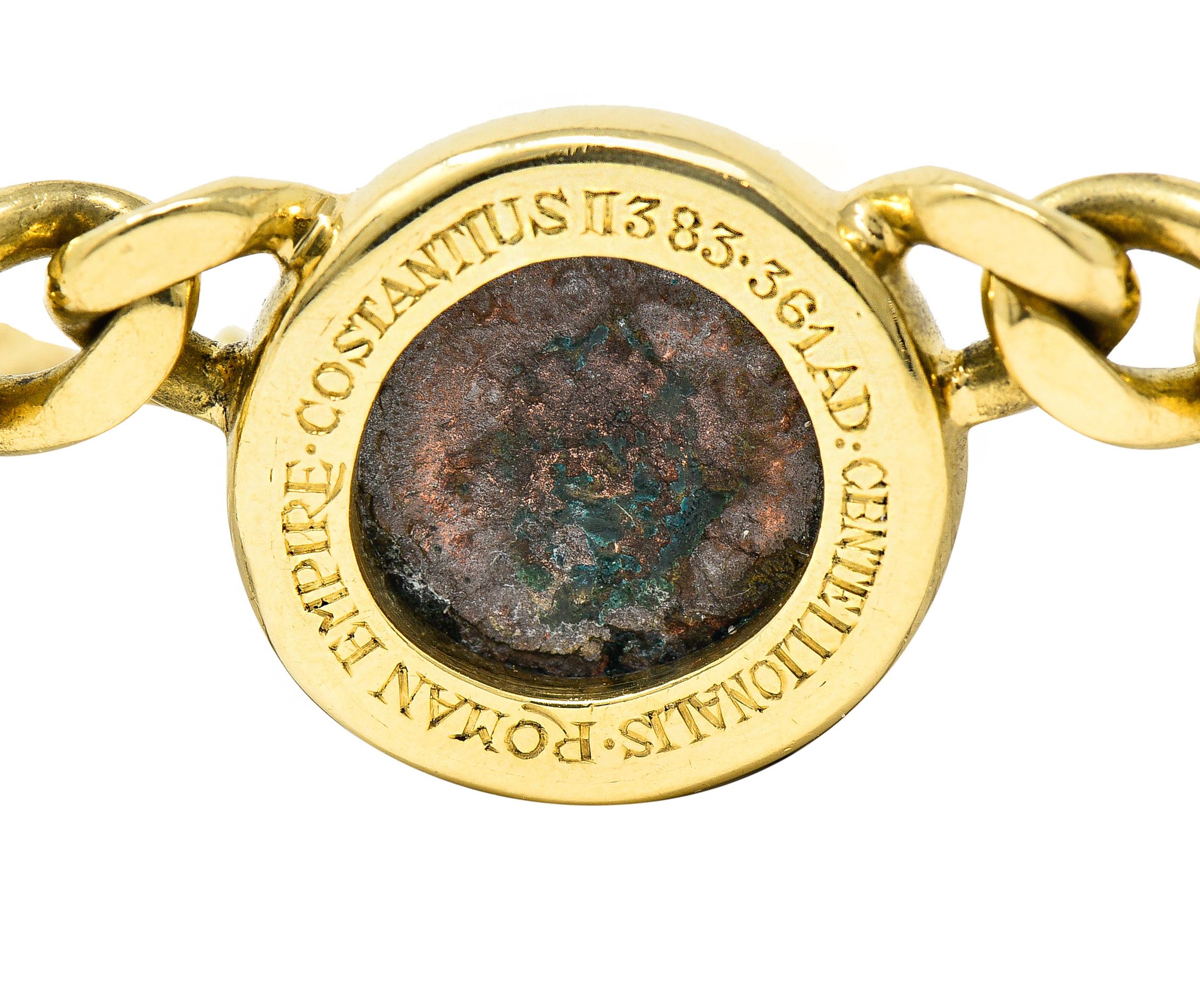 Bulgari Ancient Coin 18 Karat Gold Roman Constantine Monete Vintage Necklace In Excellent Condition In Philadelphia, PA