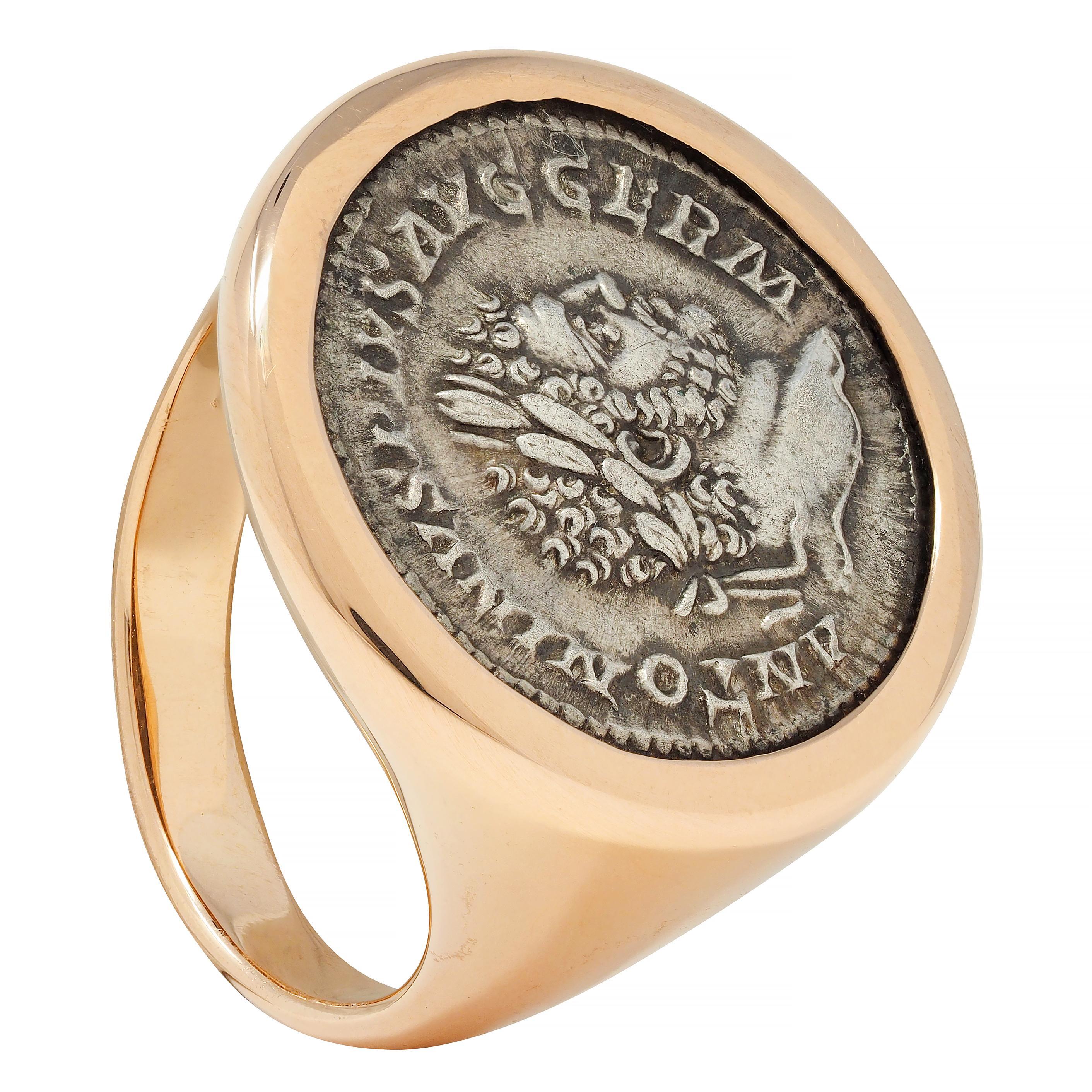 Bulgari Ancient Coin 18 Karat Rose Gold Monete Signet Ring 6