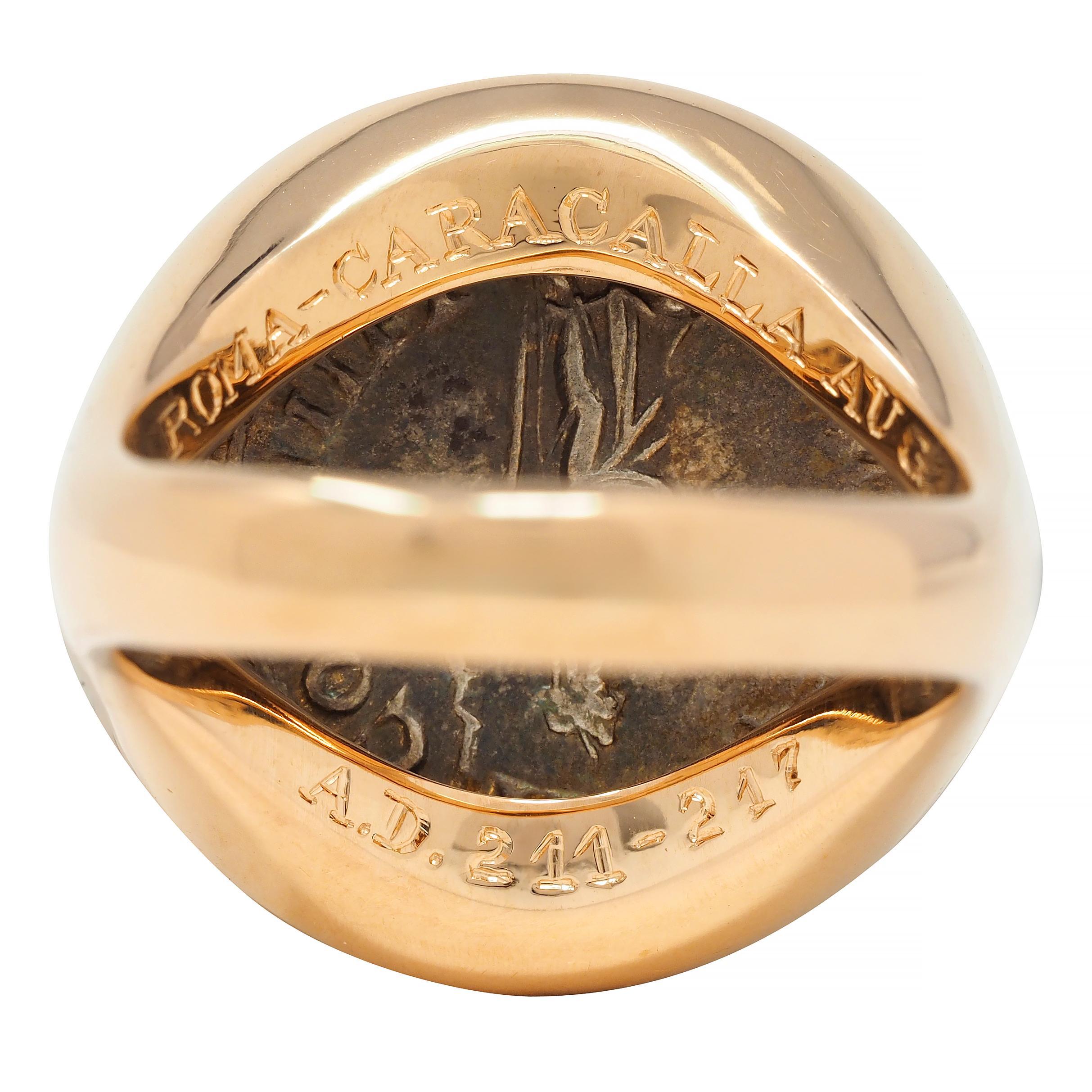 Bulgari Ancient Coin 18 Karat Rose Gold Monete Signet Ring 7