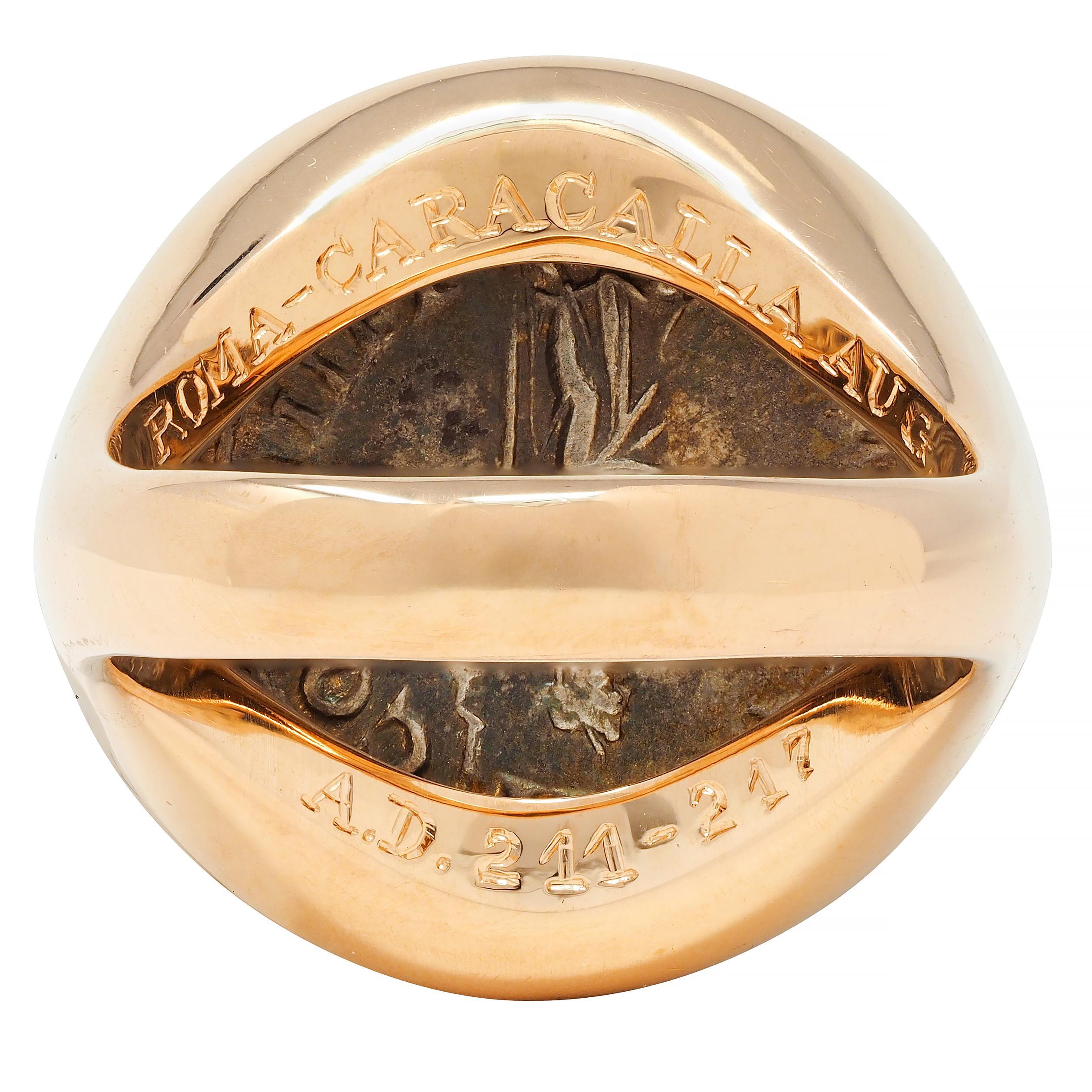 Women's or Men's Bulgari Ancient Coin 18 Karat Rose Gold Monete Signet Ring