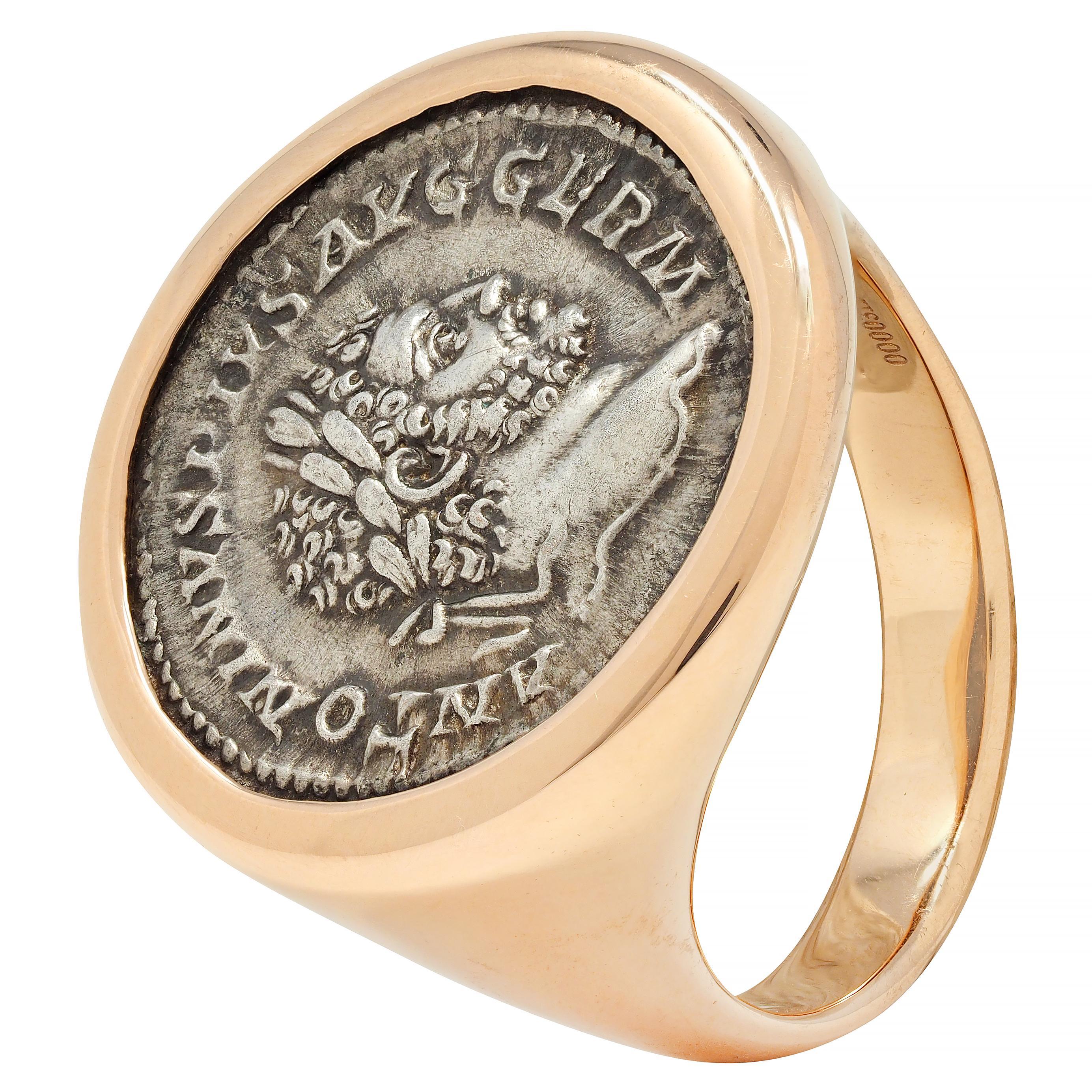 Bulgari Ancient Coin 18 Karat Rose Gold Monete Signet Ring 4