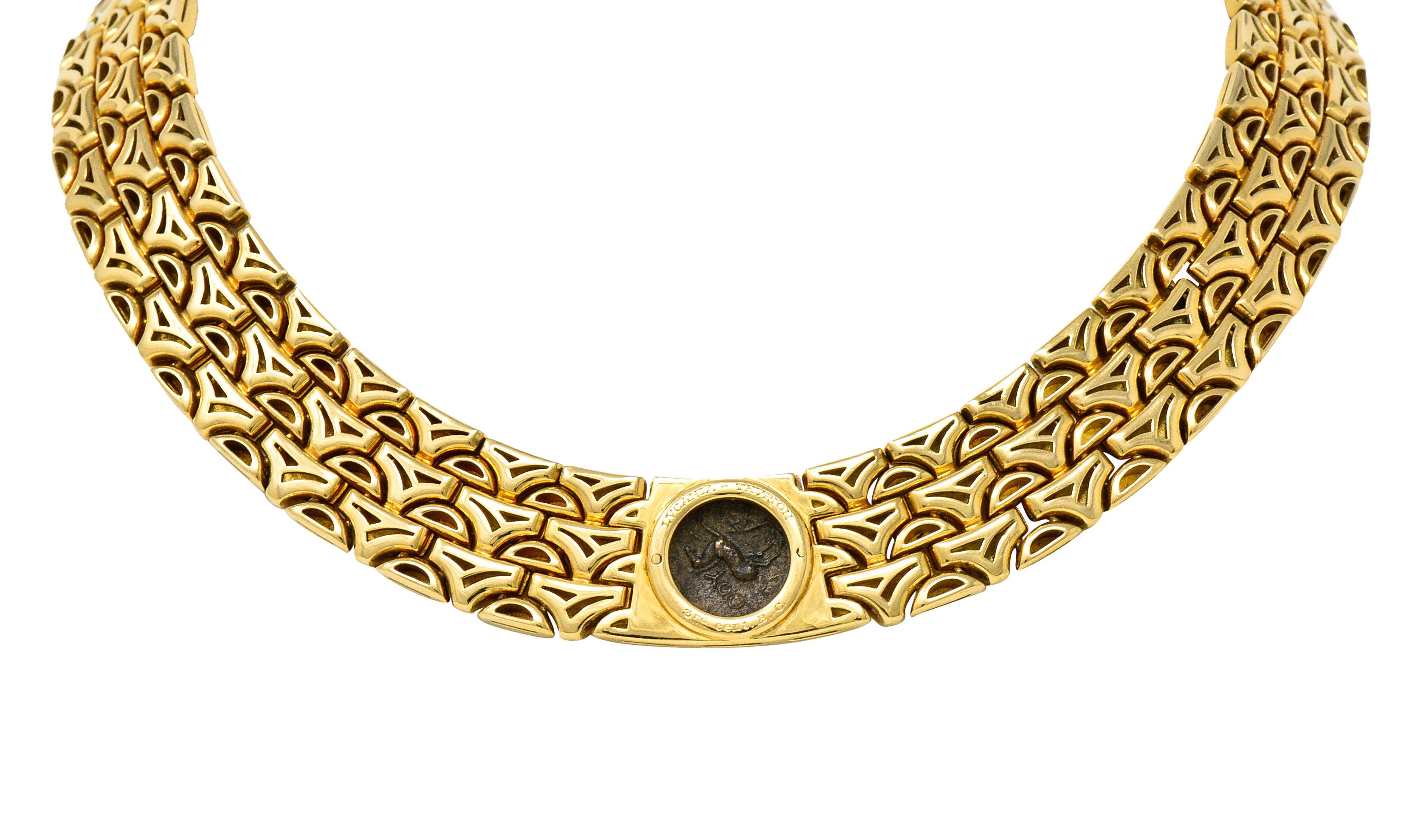 Contemporary Bulgari Ancient Coin 18 Karat Yellow Gold Apollo Moneté Collar Vintage Necklace