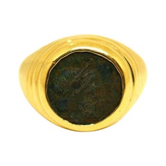 Vintage Bulgari Ancient Coin 18 Karat Yellow Gold Ring