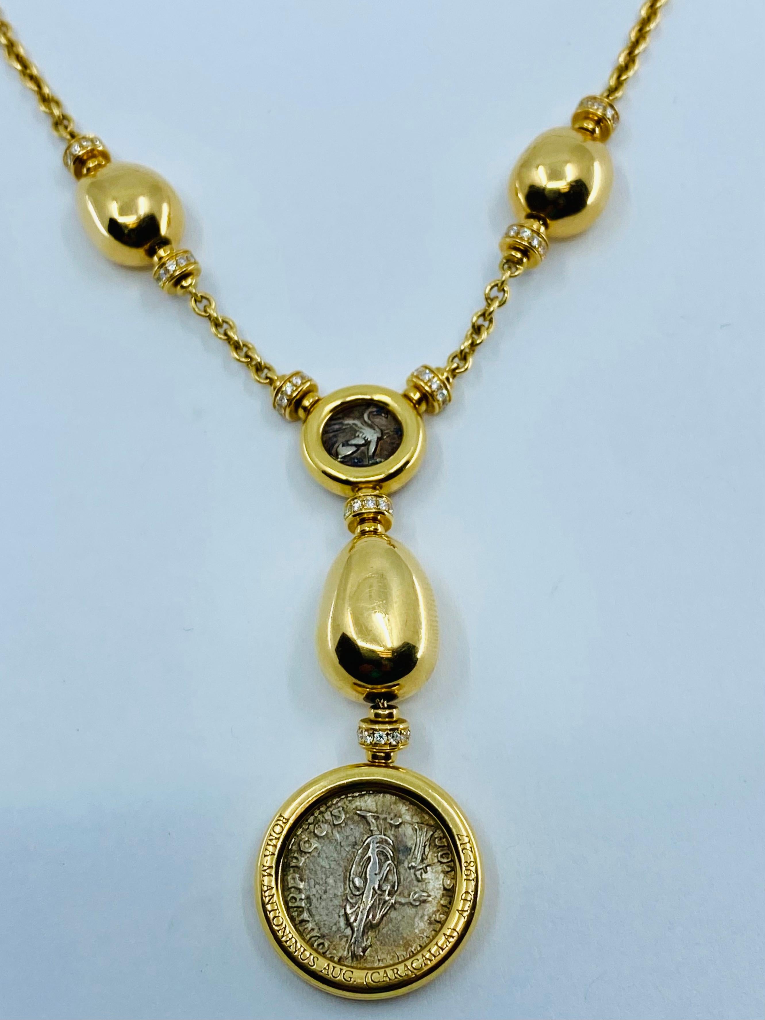 Bulgari Ancient Coin Diamond Necklace In Excellent Condition In Beverly Hills, CA